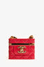 Pre-Loved Chanel™ 2022 Magenta Resin Mini Vanity Case Pendant Chain Necklace