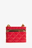 Pre-Loved Chanel™ 2022 Magenta Resin Mini Vanity Case Pendant Chain Necklace