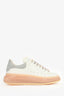 Alexander McQueen White Oversized Larry Sneakers with Light Pink Clear Sole Size 36
