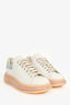 Alexander McQueen White Oversized Larry Sneakers with Light Pink Clear Sole Size 36
