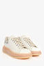 Alexander McQueen White Oversized Larry Sneakers with Light Pink Clear Sole Size 36