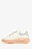 Alexander McQueen White Oversized Larry Sneakers with Light Pink Clear Sole Size 36