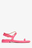 Pre-Loved Chanel™ Hot Pink Leather Gold Ankle Wrap Sandals with Chain Link Detail Size 36C