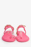 Pre-Loved Chanel™ Hot Pink Leather Gold Ankle Wrap Sandals with Chain Link Detail Size 36C