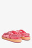 Pre-Loved Chanel™ 2022 Metallic Pink Leather Chain CC Sandals Size 36.5C