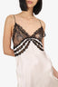 Saint Laurent Cream/Black Silk Lace Trimmed Slip Dress Size 38