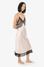 Saint Laurent Cream/Black Silk Lace Trimmed Slip Dress Size 38