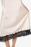 Saint Laurent Cream/Black Silk Lace Trimmed Slip Dress Size 38