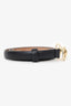 Gucci Black Leather Horse-bit Thin Belt Size 75