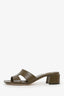 Jimmy Choo Khaki Green Leather Ellison Block Heel Mules Size 36