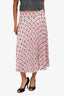 Prada 2019 Pink/Navy Paisley Pleated Midi Skirt Size 42