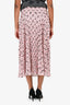 Prada 2019 Pink/Navy Paisley Pleated Midi Skirt Size 42