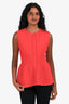 Christian Dior Red Wool Sleeveless Peplum Zip Top Size 36