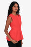 Christian Dior Red Wool Sleeveless Peplum Zip Top Size 36
