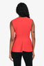 Christian Dior Red Wool Sleeveless Peplum Zip Top Size 36