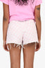 Alexander Wang Pink/ White Plaid Logo Denim Shorts Size 25