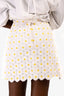 Dolce & Gabbana White/Yellow Daisy Appliqué Mini Skirt Size 42