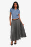Prada Grey Plaid Pleated Logo Detail Skirt Size 36