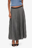 Prada Grey Plaid Pleated Logo Detail Skirt Size 36