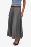 Prada Grey Plaid Pleated Logo Detail Skirt Size 36