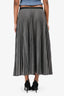 Prada Grey Plaid Pleated Logo Detail Skirt Size 36