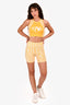 Fendi X Kway Yellow/ White Zucca Houdini Print Crop Top + Biker Short Set Size 38