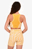 Fendi X Kway Yellow/ White Zucca Houdini Print Crop Top + Biker Short Set Size 38