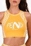 Fendi X Kway Yellow/ White Zucca Houdini Print Crop Top + Biker Short Set Size 38