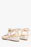 Pre-Loved Chanel™ Silver Cream Plastic CC Sandals Size 37.5