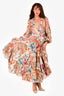 Zimmermann Brown/Pink Linen Floral Wrap Maxi Dress Size 0