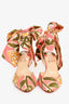 Christian Louboutin Green/Pink Patterned Satin Espadrilles Size 35