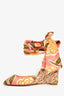 Christian Louboutin Green/Pink Patterned Satin Espadrilles Size 35