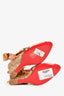 Christian Louboutin Green/Pink Patterned Satin Espadrilles Size 35
