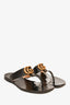 Gucci Black Leather GG T Strap Sandals Size 37