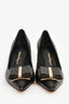 Salvatore Ferragamo Black Leather Bow Pumps Size 6
