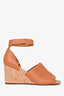 Vince Brown Leather Wedge Sandals Size 36.5