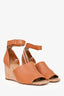 Vince Brown Leather Wedge Sandals Size 36.5