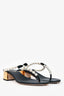 Rene Caovilla Black Leather/Faux Pearl Sandals Size 34.5