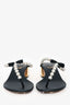 Rene Caovilla Black Leather/Faux Pearl Sandals Size 34.5