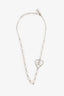 Pre-Loved Chanel™ 2025 Silver-Tone Metal/ Faux Pearl Heart Logo Necklace