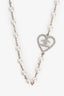 Pre-Loved Chanel™ 2025 Silver-Tone Metal/ Faux Pearl Heart Logo Necklace