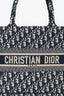 Christian Dior 2019 Navy Oblique Jacquard Medium Book Tote with 'Lizzie' Embroidery