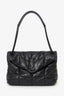 Saint Laurent So Black Monogram Chevron Quilt Matelassé Medium Loulou Puffer Bag