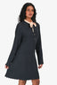 Chloe Navy/Pink Silk Quarter Button Long Sleeves Mini Dress Size 38