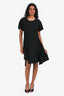 No. 21 Black Short Sleeves Bow Detail Mini Dress Size 40