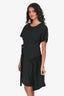 No. 21 Black Short Sleeves Bow Detail Mini Dress Size 40