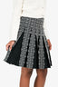 Alaïa Black/White Pleated A-Line Midi Skirt Size 42