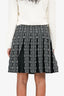Alaïa Black/White Pleated A-Line Midi Skirt Size 42