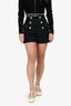 Balmain Black Tweed Logo Mini Shorts Size 34