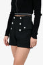 Balmain Black Tweed Logo Mini Shorts Size 34